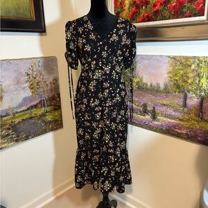 Lea & Viola Black Puff Sleeve Midi Sundress